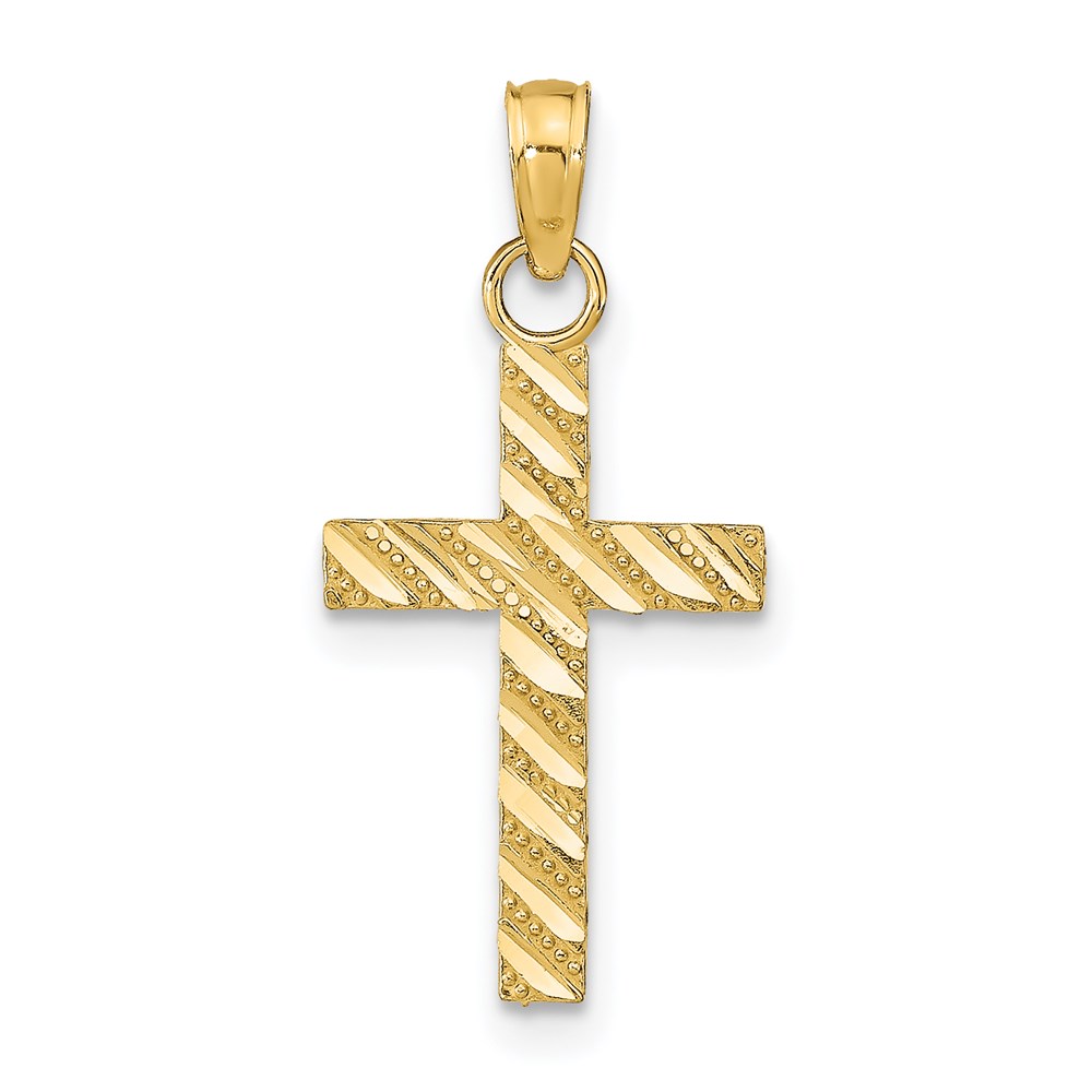 K9640.jpg 14k Diamond-cut Cross Pendant - Image 1