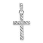 14k White Gold Diamond-cut Cross Pendant