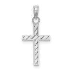 14k White Gold Diamond-cut Cross Pendant - Image 4