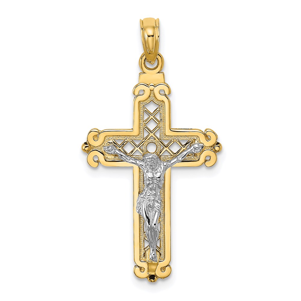 K9673.jpg 14k Two-tone Fancy Crucifix Charm - Image 1