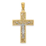14k Two-tone Filigree Crucifix Pendant