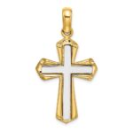 14K Two-tone Polished Cross Charm