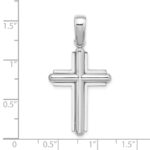 14k White Gold Beveled Cross Charm - Image 3