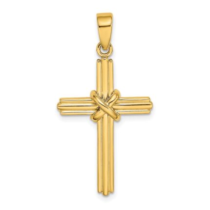 14K Polished  -X- Center Cross Charm