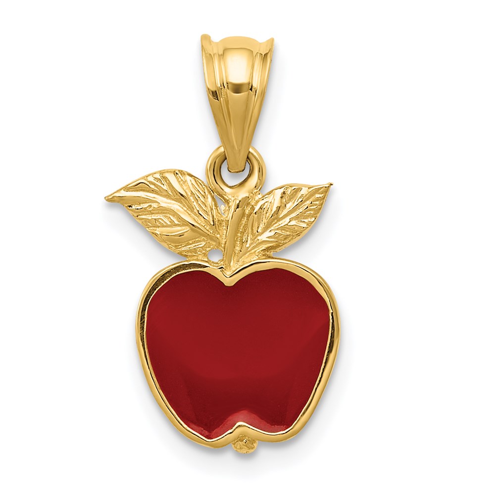 K974.jpg 14k Polished Red Enameled Apple Pendant - Image 1