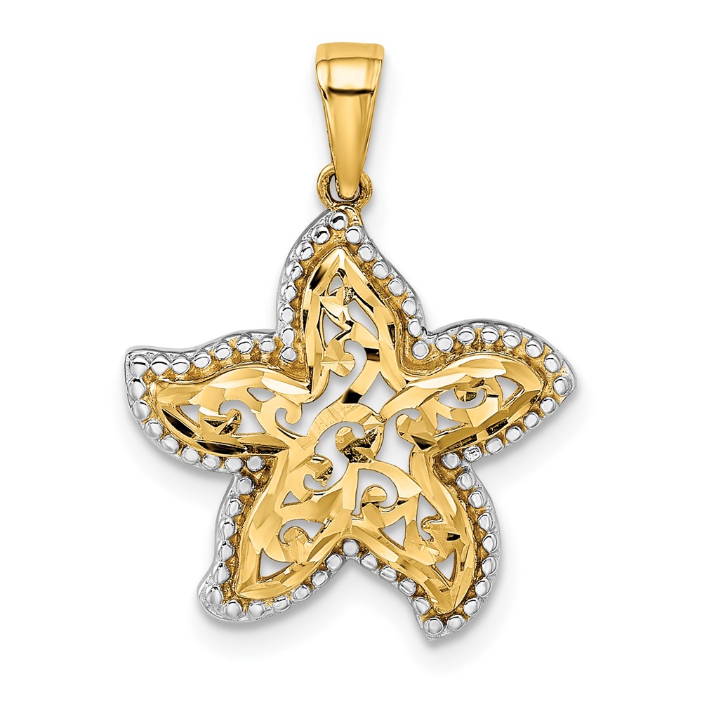 K9782.jpg 14k with White Rhodium Starfish Pendant - Image 1