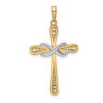 14K with White Rhodium Diamond-cut Cross and Infinity Pendant