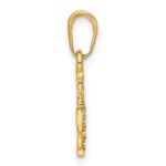 14K and White Rhodium Diamond-cut Jerusalem Cross Pendant - Image 2