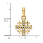 14K and White Rhodium Diamond-cut Jerusalem Cross Pendant - Image 4