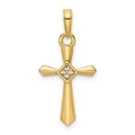 14K and White Rhodium Diamond-cut Cross Pendant