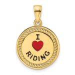 14K I HEART HORSES / I HEART RIDING Red Enameled Reversible Pendant - Image 3