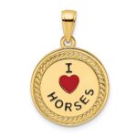 14K I HEART HORSES / I HEART RIDING Red Enameled Reversible Pendant - Image 8