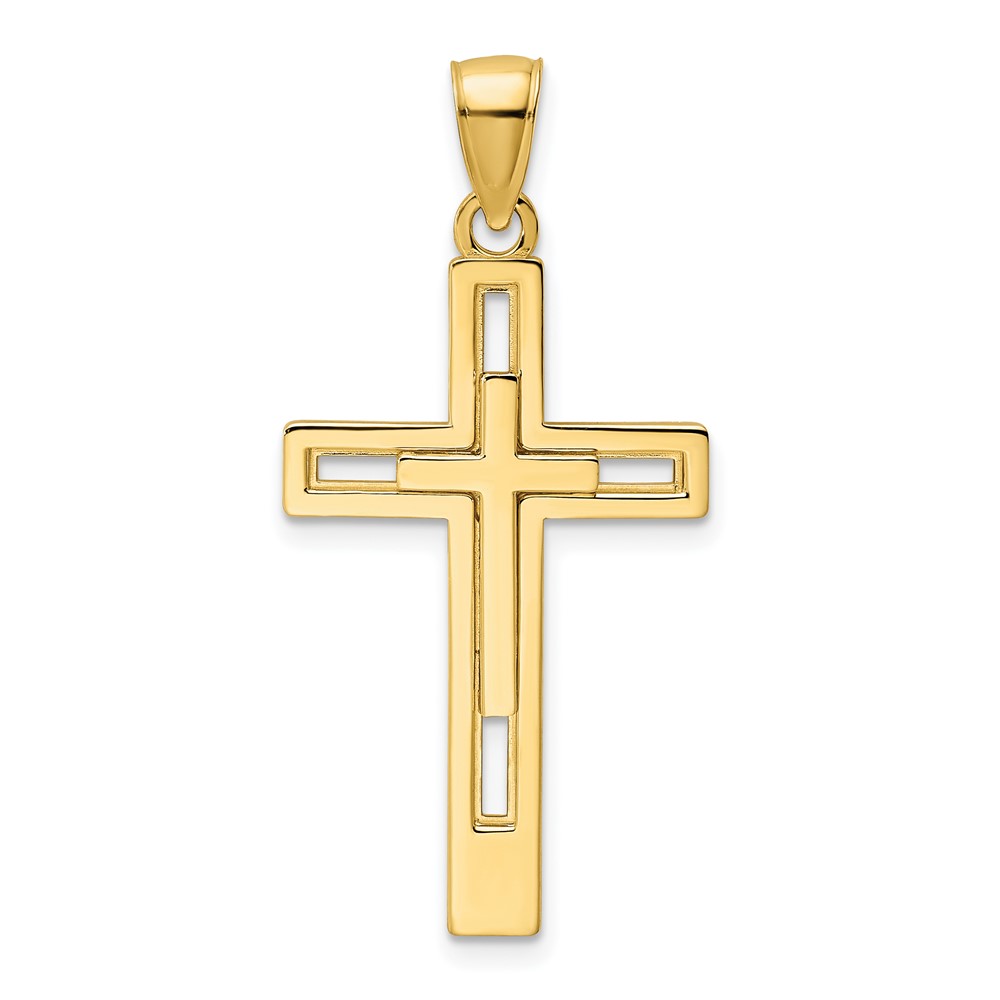 K9826.jpg 14K Polished Double Cross Pendant - Image 1