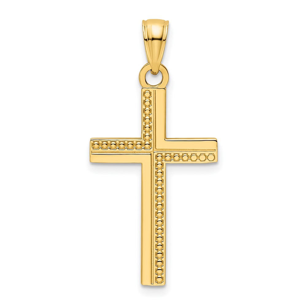 K9830.jpg 14K Polished Beaded Cross Pendant - Image 1