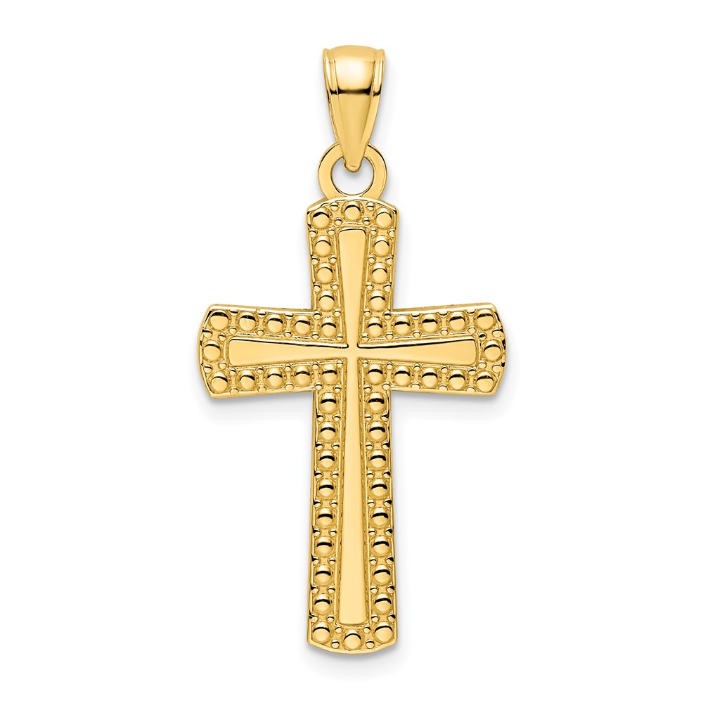 K9834.jpg 14K Small Polished Beaded Cross Pendant - Image 1