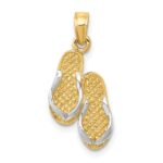 14k  3-D and White Rhodium Solid Polished Sandals Pendant
