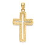 14K Medium Polished Beaded Cut-out Cross Pendant - Image 3