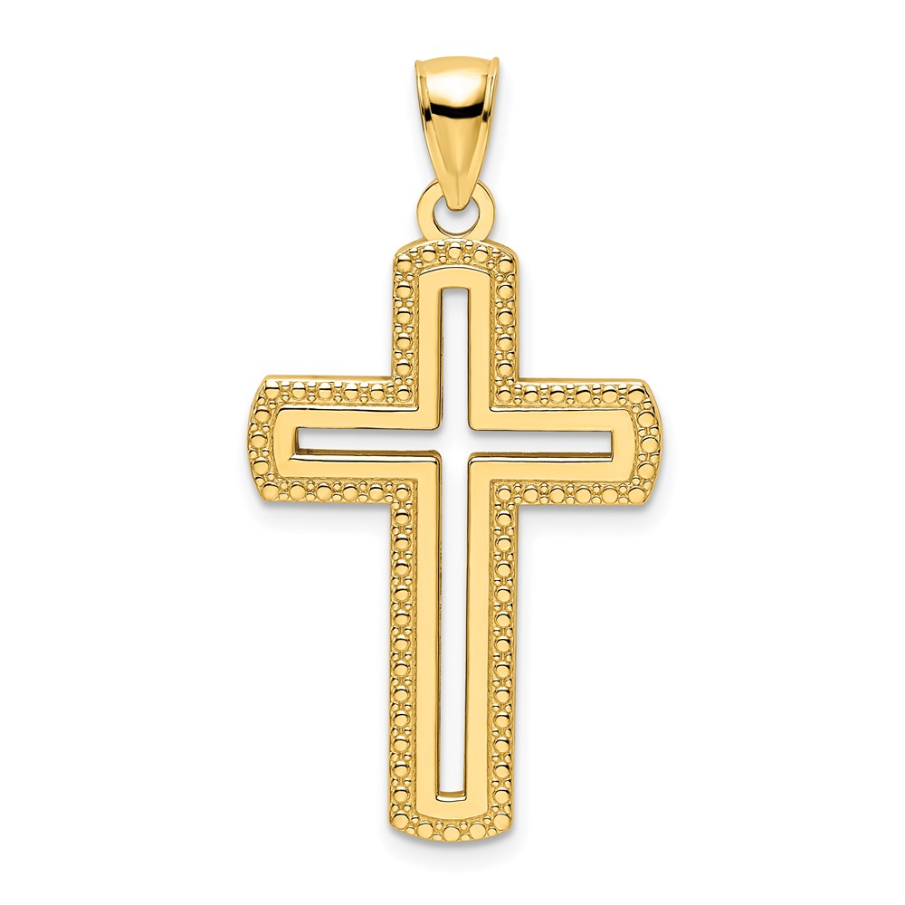 K9876.jpg 14K Medium Polished Beaded Cut-out Cross Pendant - Image 1