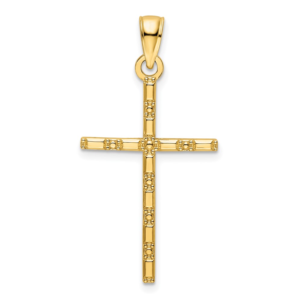K9883.jpg 14K Polished Beaded Cross Pendant - Image 1