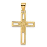 14k Beaded Polished Double Cross Pendant - Image 4