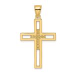 14k Beaded Polished Double Cross Pendant