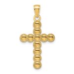 14K Polished Beaded Circles Cross Pendant