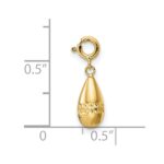 14K Polished Diamond-cut Teardrop with Spring Ring Clasp Charm - Image 3