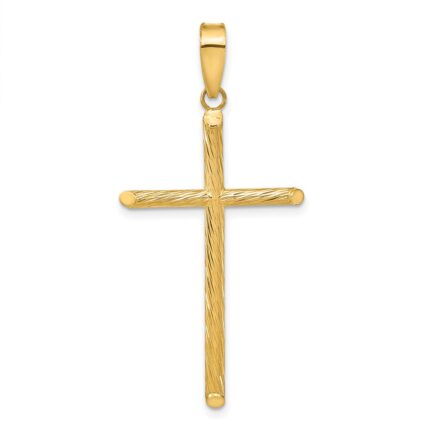 14K Polished and Textured Fancy Cross Pendant