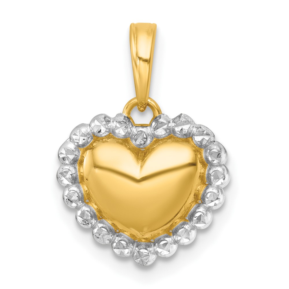 K9991.jpg 14k with White Rhodium Polished Domed Heart Charm Pendant - Image 1