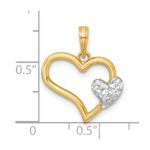 14k with White Rhodium Polished Heart Shape with Mini Heart Pendant - Image 4