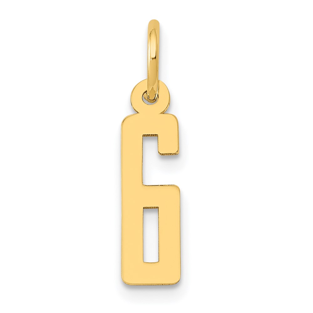 LES06.jpg 14k Small Elongated Number 6 Charm - Image 1