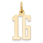 14k Small Elongated Number 16 Charm