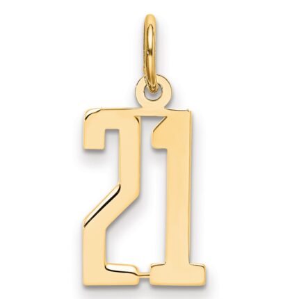 14k Small Elongated Number 21 Charm