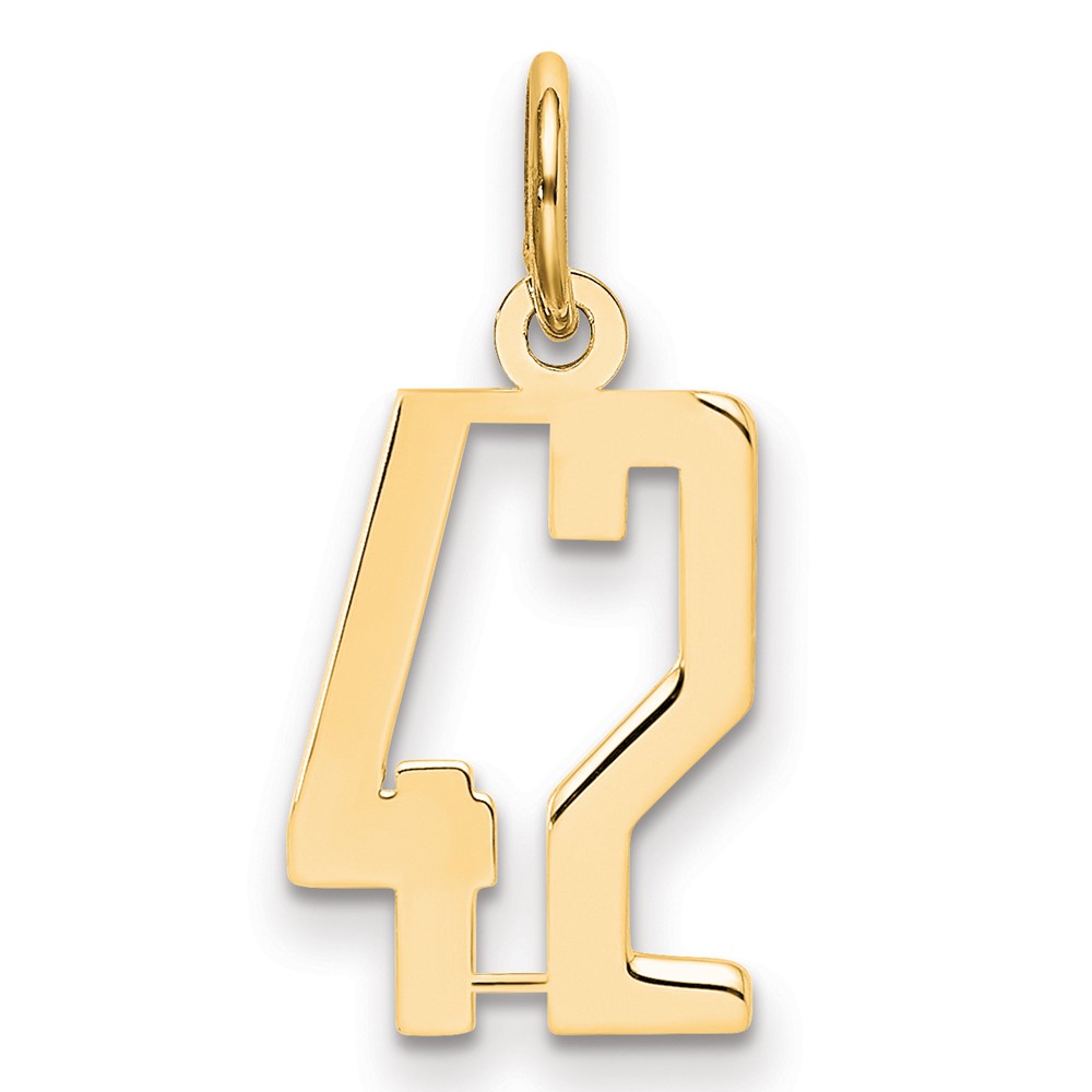 LES42.jpg 14k Small Elongated Number 42 Charm - Image 1