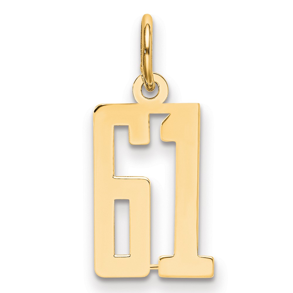 LES61.jpg 14k Small Elongated Number 61 Charm - Image 1