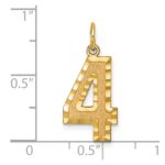14k Large Brushed Diamond-cut Number 4 Charm - Image 4