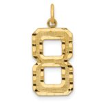 14k Large Brushed Diamond-cut  Number 8 Charm