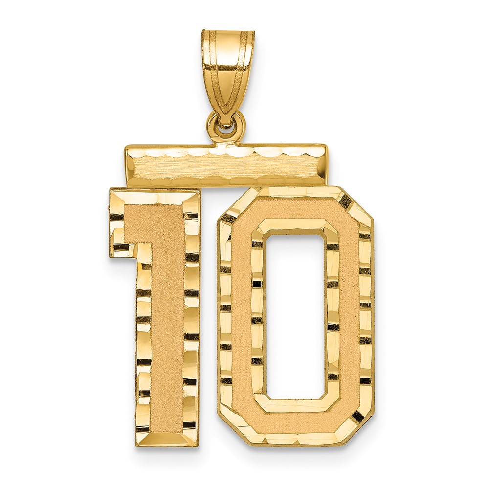 LN10.jpg 14k Large Brushed Diamond-cut Number 10 Charm - Image 1