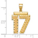 14k Large Brushed Diamond-cut Number 17 Charm - Image 2