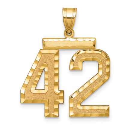 14k Large Brushed Diamond-cut Number 42 Charm