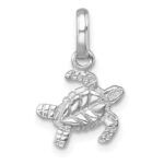 Sterling Silver Rhodium-plated Polished Small Swimming Turtle Pendant - Image 3
