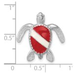 Sterling Silver Rhodium-plated Enameled Polished Dive Flag Turtle Chain Slide - Image 5