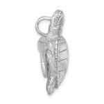 Sterling Silver Rhodium-plated Polished and Textured Sea Turtle Slide - Image 2