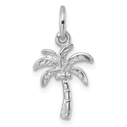 Sterling Silver Rhodium-plated Polished Palm Tree Pendant