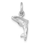 Sterling Silver Rhodium-plated Polished Dolphin Pendant - Image 3