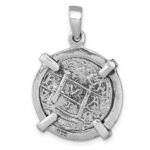 Sterling Silver Rhodium-plated Polished and Antiqued Medieval Coin Pendant - Image 3