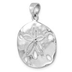 Sterling Silver Rhodium-plated Polished Sand Dollar Pendant - Image 4
