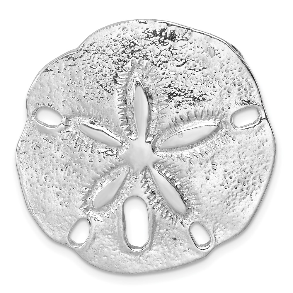 LP-656.jpg Sterling Silver Rhodium-plated Polished and Textured Sand Dollar Pendant - Image 1