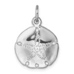 Sterling Silver Rhodium-plated Polished Sand Dollar Pendant