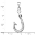 Sterling Silver Rhodium-plated Polished and Antiqued Hook Pendant - Image 5